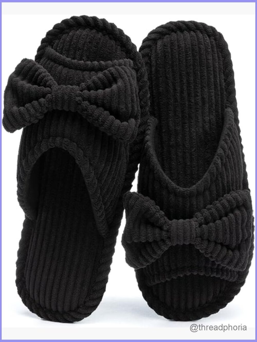 Open Toe Memory Foam Slippers with Bow, Anti-Skid Sole, Indoor Outdoor